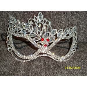 rhinestone mask, silver bridal halloween masquerade costume party ball mask